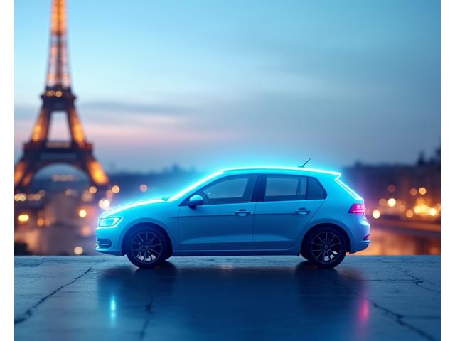 Image conceptuelle d'un bouclier lumineux protégeant une petite voiture, symbolisant une assurance solide pour les jeunes conducteurs