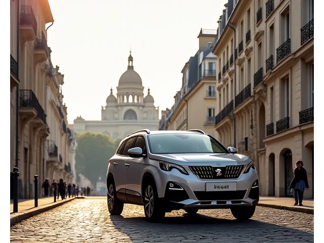 Peugeot 3008 compact garé près du Sacré-Cœur à Paris