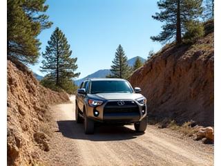 SUV roulant sur un chemin de montagne rocailleux